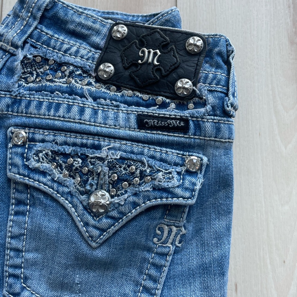 Miss Me Low Rise Y2K Rhinestone Embellished Bootcut Jeans - Picture 9 of 13